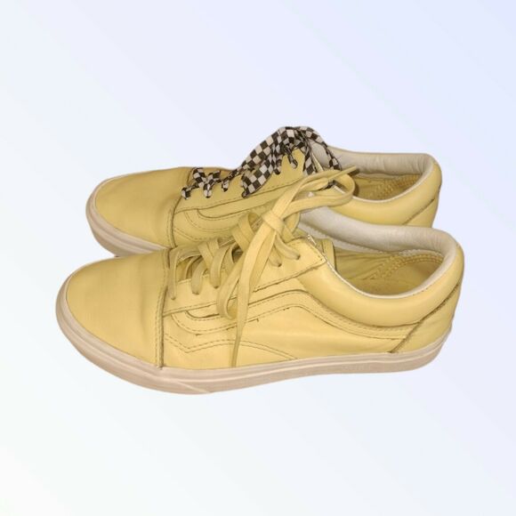 Vans Womens Leather Yellow Low-Top Sneakers Size 7.5 - Picture 3 of 8